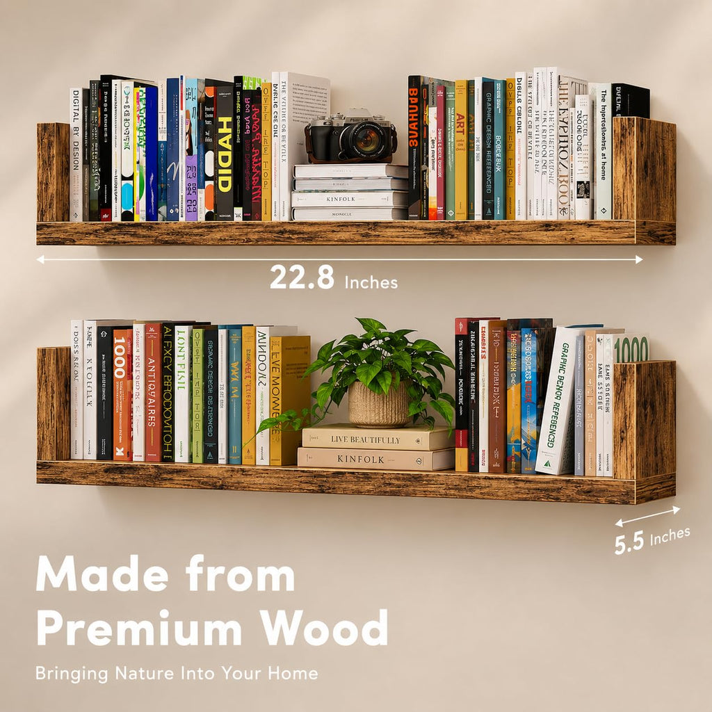 Wall Bookshelf, Set of 3, U Shaped Floating Bookshelf, Hanging Bookshelves for Wall, Wall Mounted Shelves Bedroom