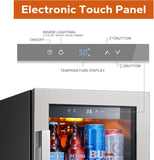 15 Inch Beverage Refrigerator Cooler - 100 Can Mini Fridge with Glass Door for S