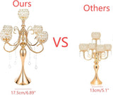 5 Arms Gold Candelabra Centerpiece 26 Inches Tall Chandelier Crystal Beaded Candle Holders for Table Centerpiece
