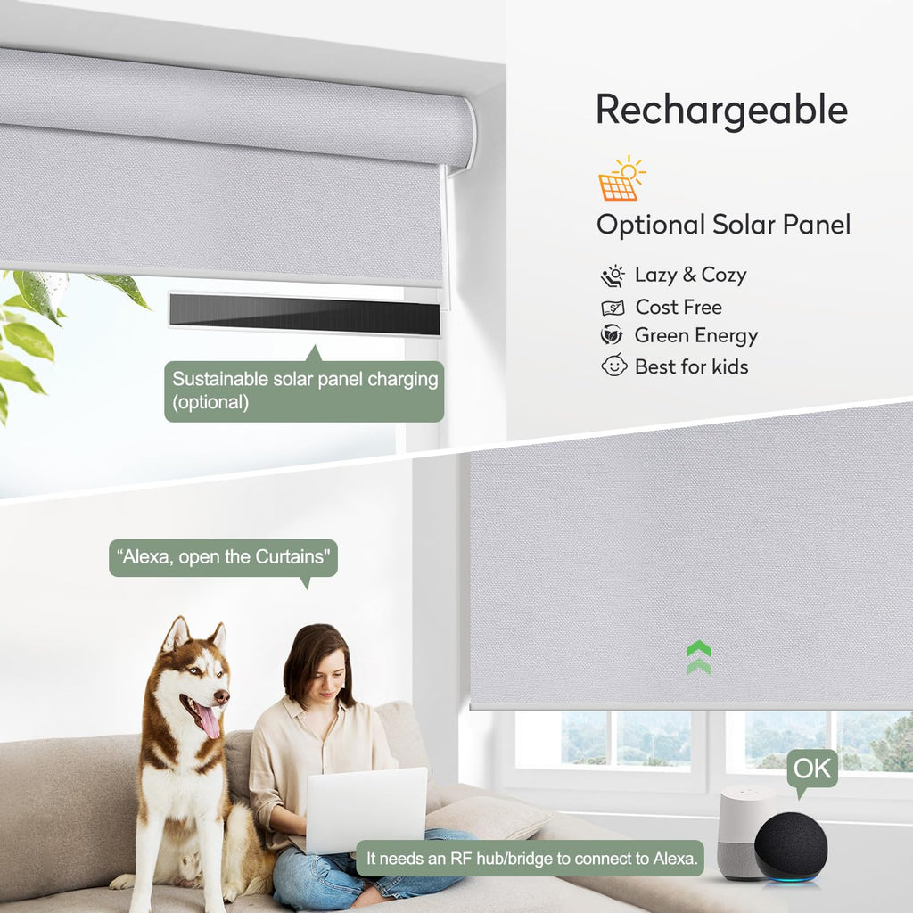 Motorized Blackout Roller Shades Remote Control Rechargeable(82026E)