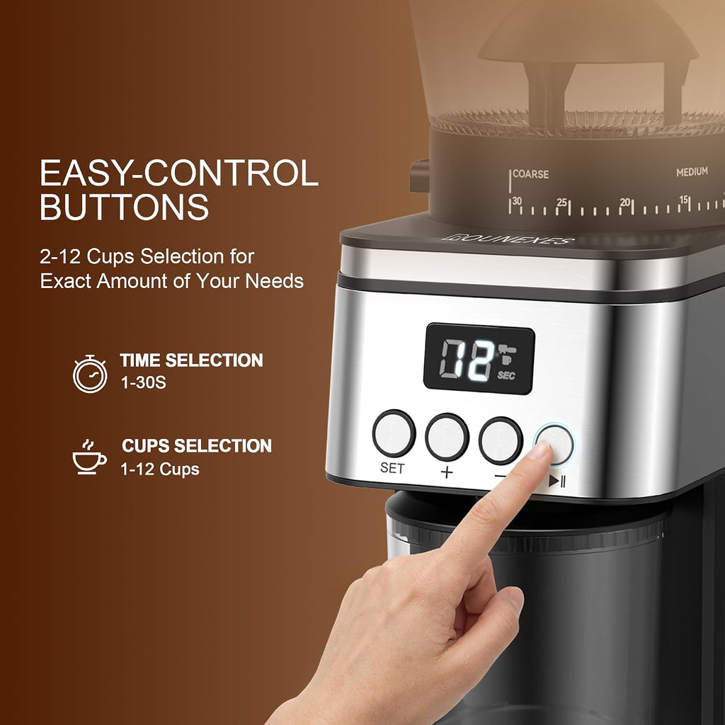 Conical Burr Coffee Grinder Electric,Stainless Steel Coffee Grinder , Adjustable Burr Grinder with 30 Grind Settings
