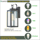 Dusk to Dawn Outdoor Wall Lantern, Wall Sconce for Porch Lighting Fixture, E26 Base Max 60W, Metal Housing Plus Glass