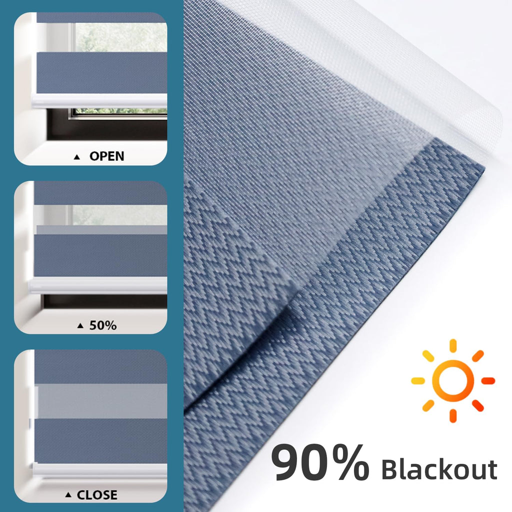 Motorized Zebra Shades Work with HomeKit, Alexa, Google Home, 90% Blackout Light Filtering Day Night Sheer Blinds