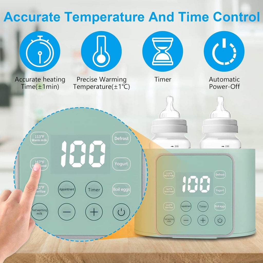 Baby Bottle Warmer 9-in-1 Multifuntion Breast Milk Warmer, Fast Baby Food Heater and Defrost Warmer with Timer for