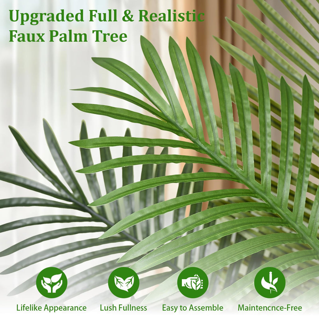5.2 FT Artificial Plants Indoor, Tall Plant Palm Tree with Weighted Planter, Tropical Fake Tree with Realistic Leaves