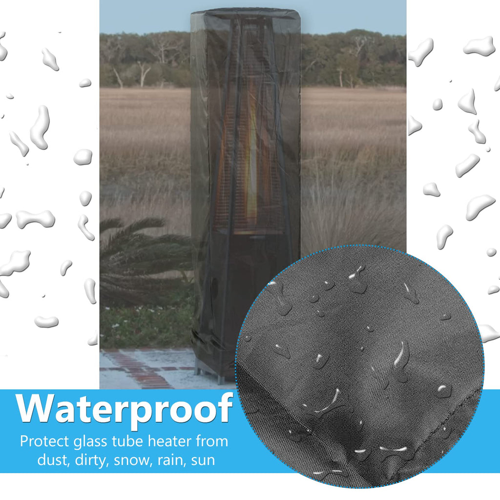 Outdoor Glass Tube Heater Cover - Waterproof Square Standing Patio Heater Protector for Summer Triangle and Pyramid
