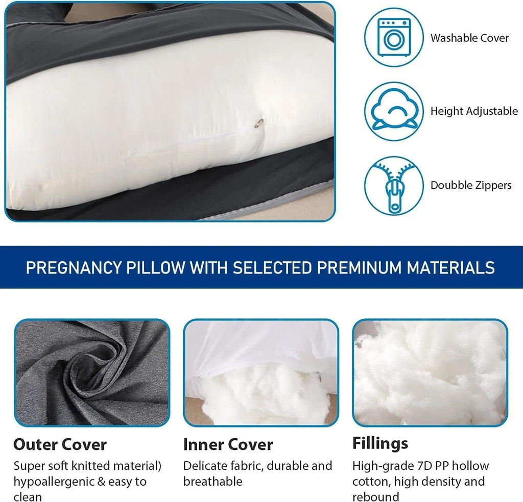 Pregnancy Pillows for Sleeping, U Shaped Full Body Maternity Pillow for Pregnant Women with Removable Bean Velvet
