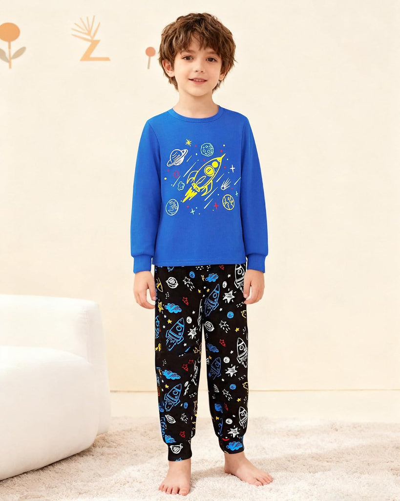 Boys Pajamas Long Sleeve Top Long Pants Pajama Sets Kids Funny Prints Pjs 2 Piece Boy Sleepwear