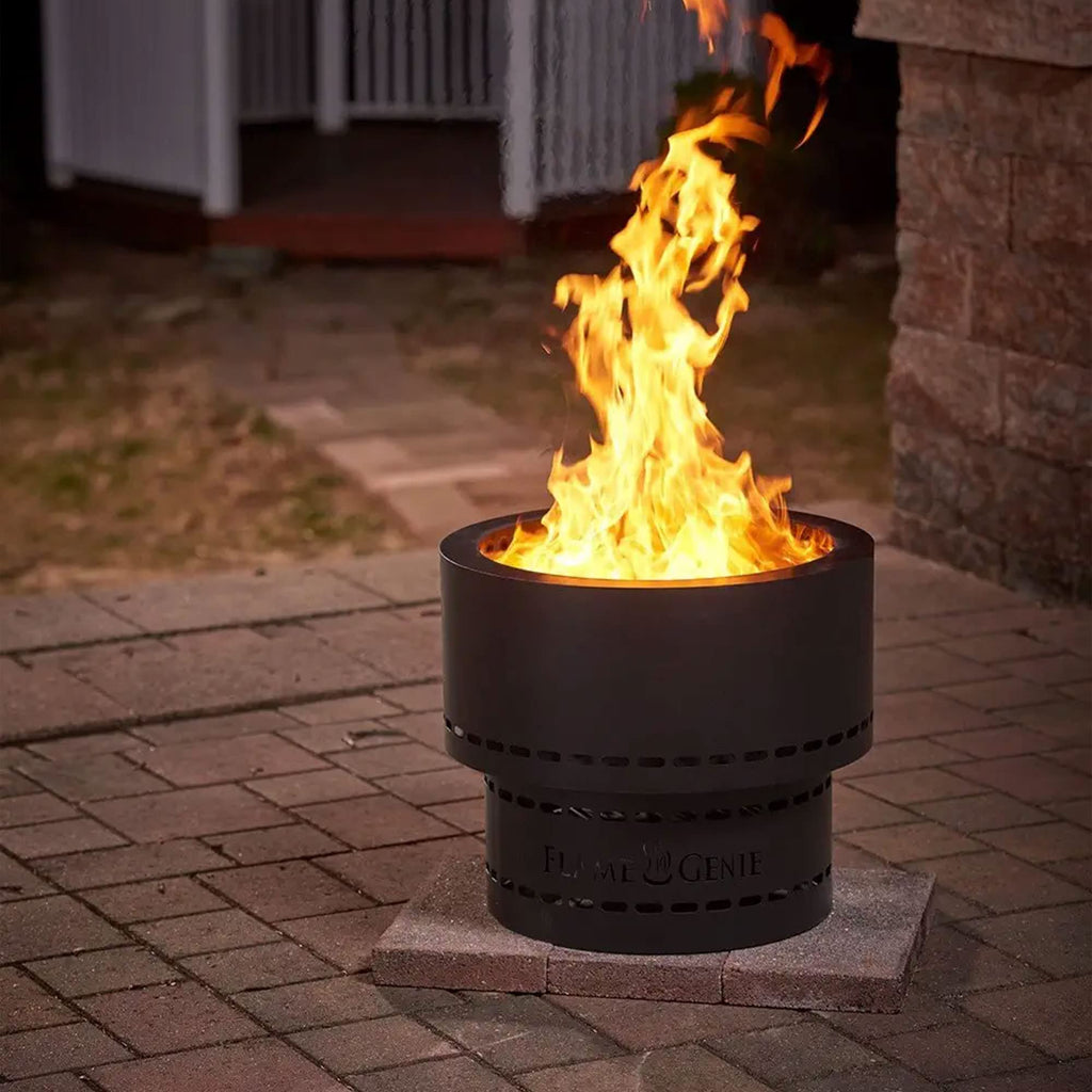 Portable Smokeless Wood Pellet Outdoor Fire Pit, 19" Diameter, Black Galvanised Steel