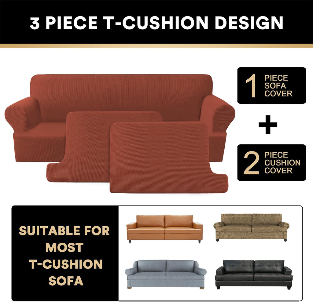 T Cushion Sofa Slipcover 3 Pieces Sofa Covers for T Cushion Couch Soft Couch Covers Sofa Slip Cover Furniture Covers