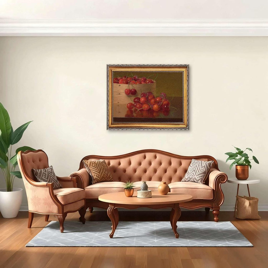 Elegant Cherry Still Life Poster Canvas Print Oil Paintings Reproduction World Classics Painting Pictures Wall Art