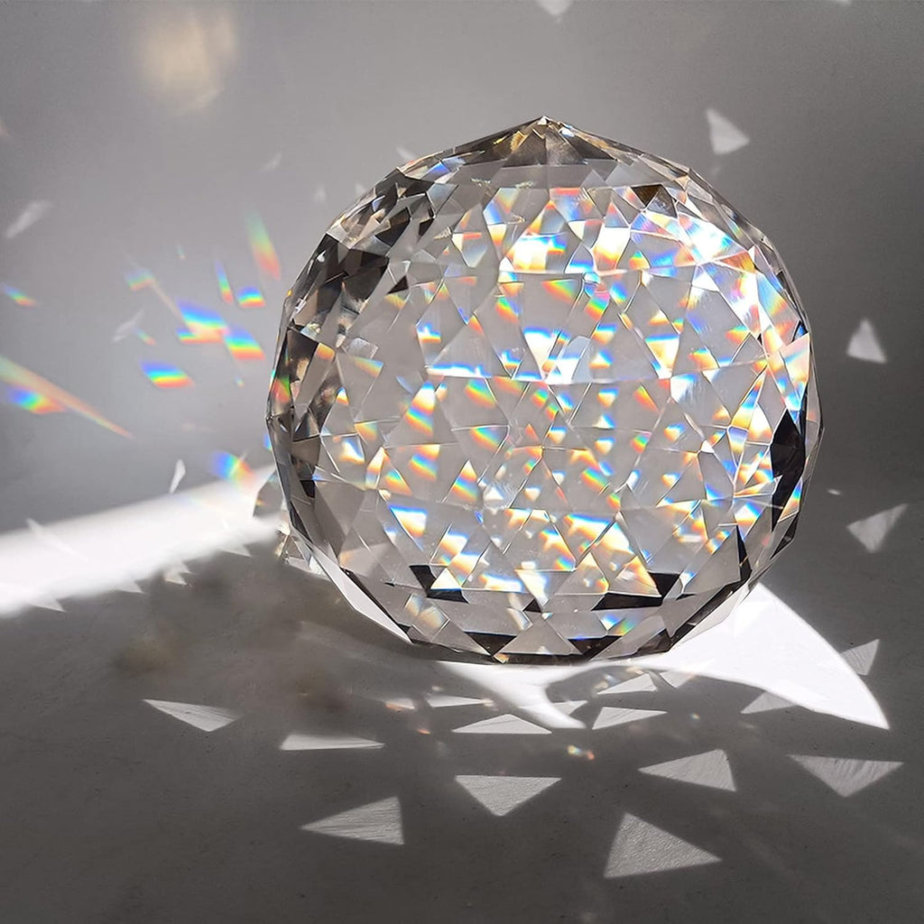 Clear Glass Crystal Ball Prisms with Stand, Window Rainbow Maker Sphere Faceted Gazing Ball for Home Décor, Christmas