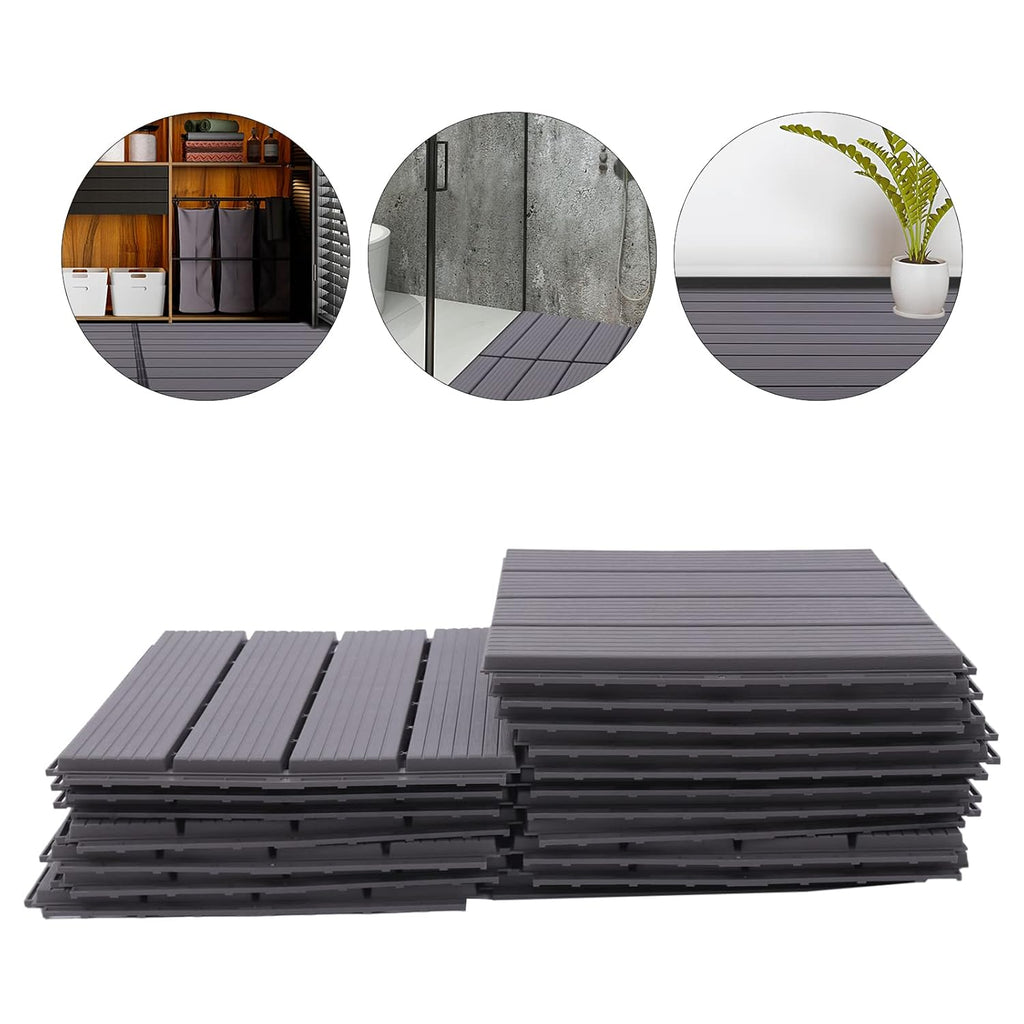 22 Pcs Plastic Composite Patio Deck Tiles,12"X12" Interlocking Deck Tiles Waterproof Outdoor Flooring All Weather Use
