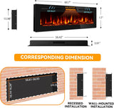 60 Inch Electric Fireplace in-Wall Recessed and Wall Mounted