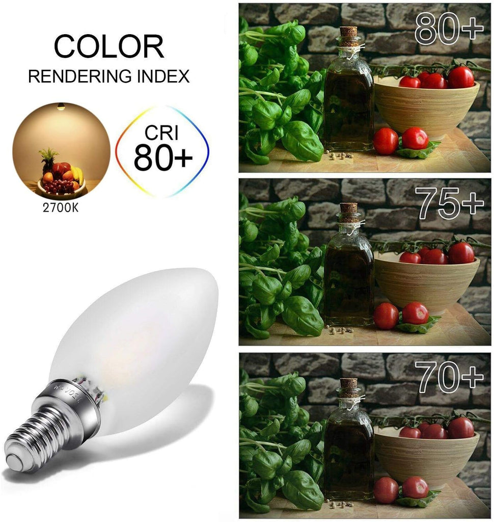 Dimmable LED Candelabra Bulb Warm White, 2700k 40W Equivalent E12 Base LED Candle Bulbs, C35 Frosted Glass Torpedo