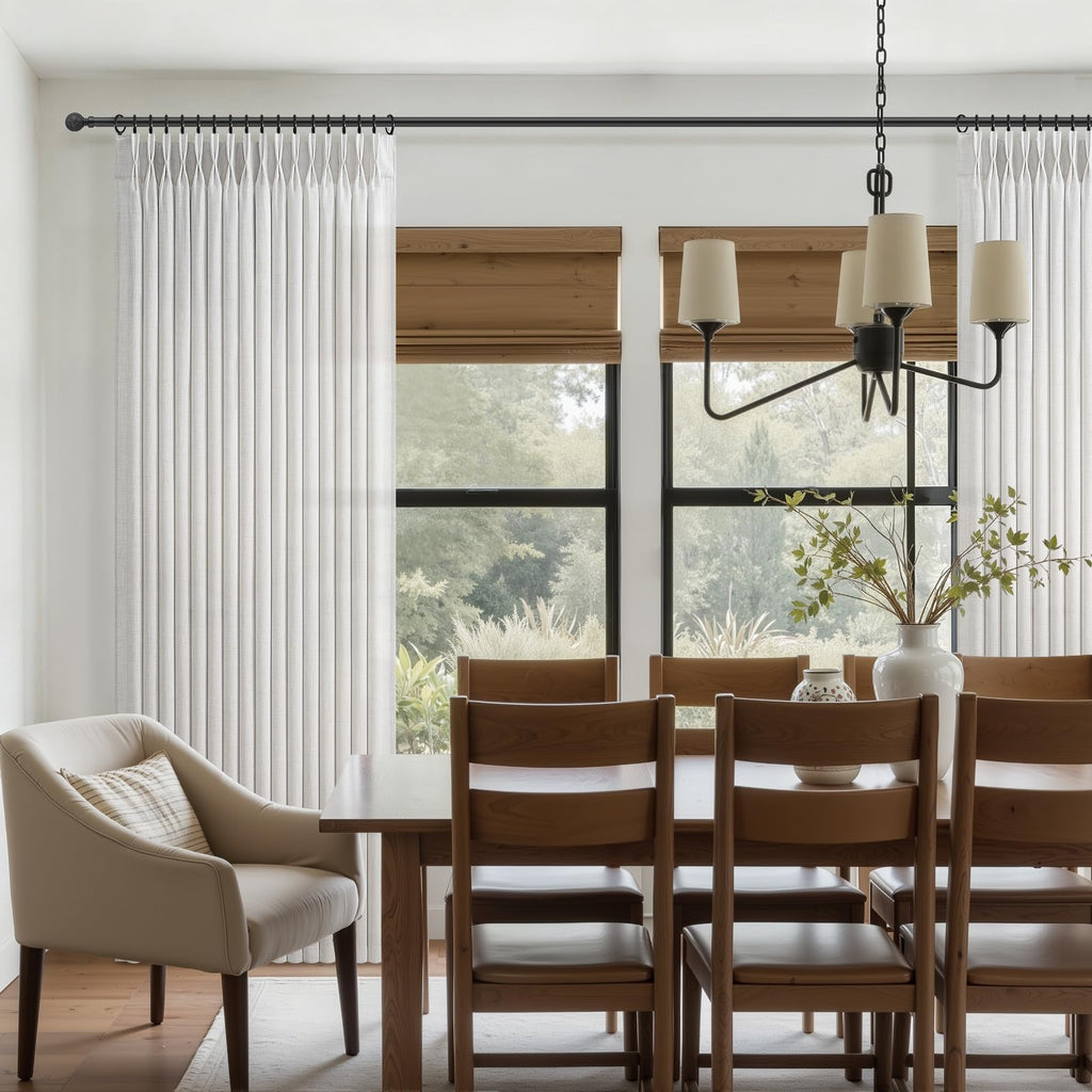 70 Inch Extra Wide Beige White Curtains 102 Inches Long for Classroom, Memory Shape Pinch Pleat Light Filtering Thick