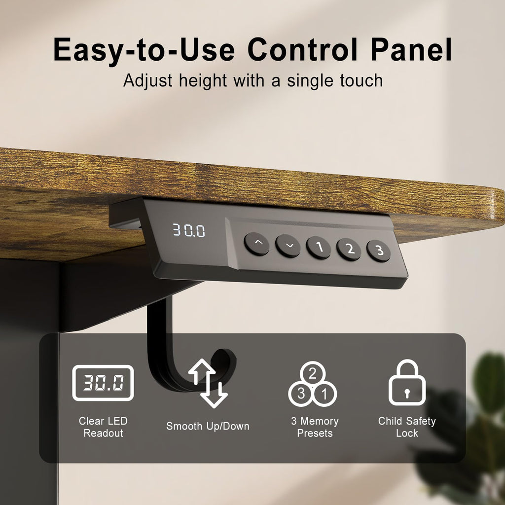 55 Inch Height Adjustable Standing Desk, Dark Walnut