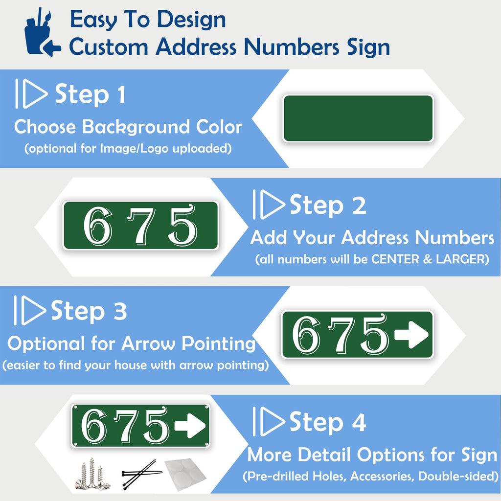 Customized 911 Reflective Address Sign, Address Numbers 16"x4"