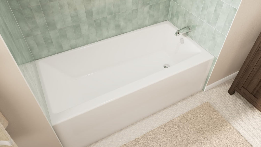 Prism 60 in. L x 32 in. W Acrylic Alcove Right-Hand Drain Bathtub, White