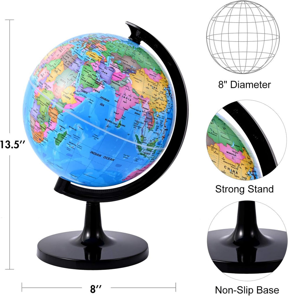 8'' World Globe for Kids Learning