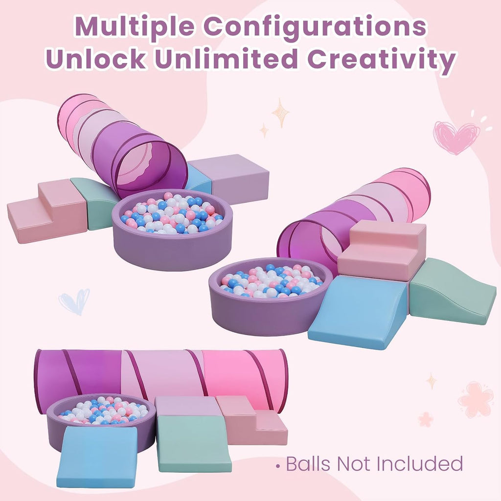 Foam Climbing Blocks with Ball Pit & Crawl Tunnel Toys for Toddlers 1-3