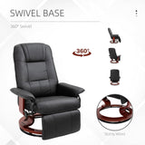 Modern Reclining Swivel Lounge Chair — Black PU Leather