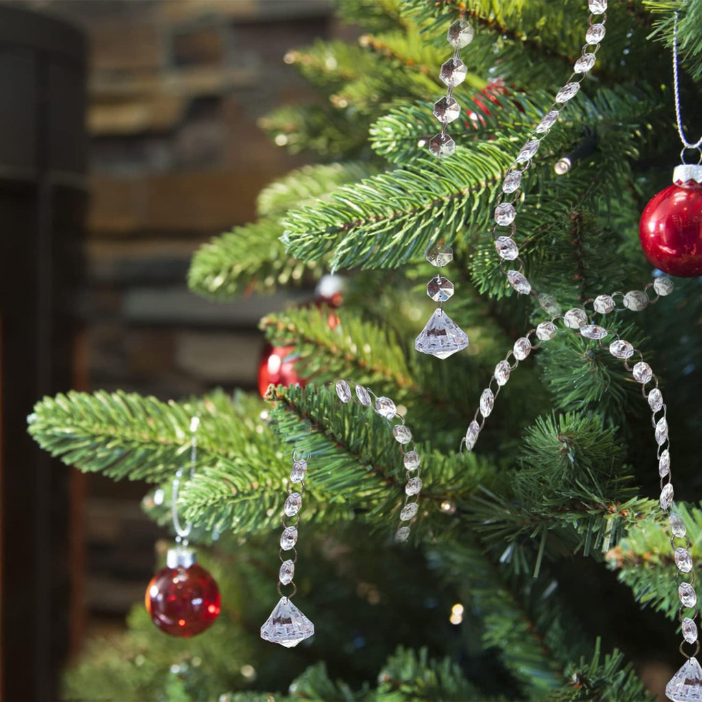 33ft Crystal Garland Strands, Hanging Crystal Beads Strings Decorations for Centerpiece Doorway Clear Acrylic Diamond