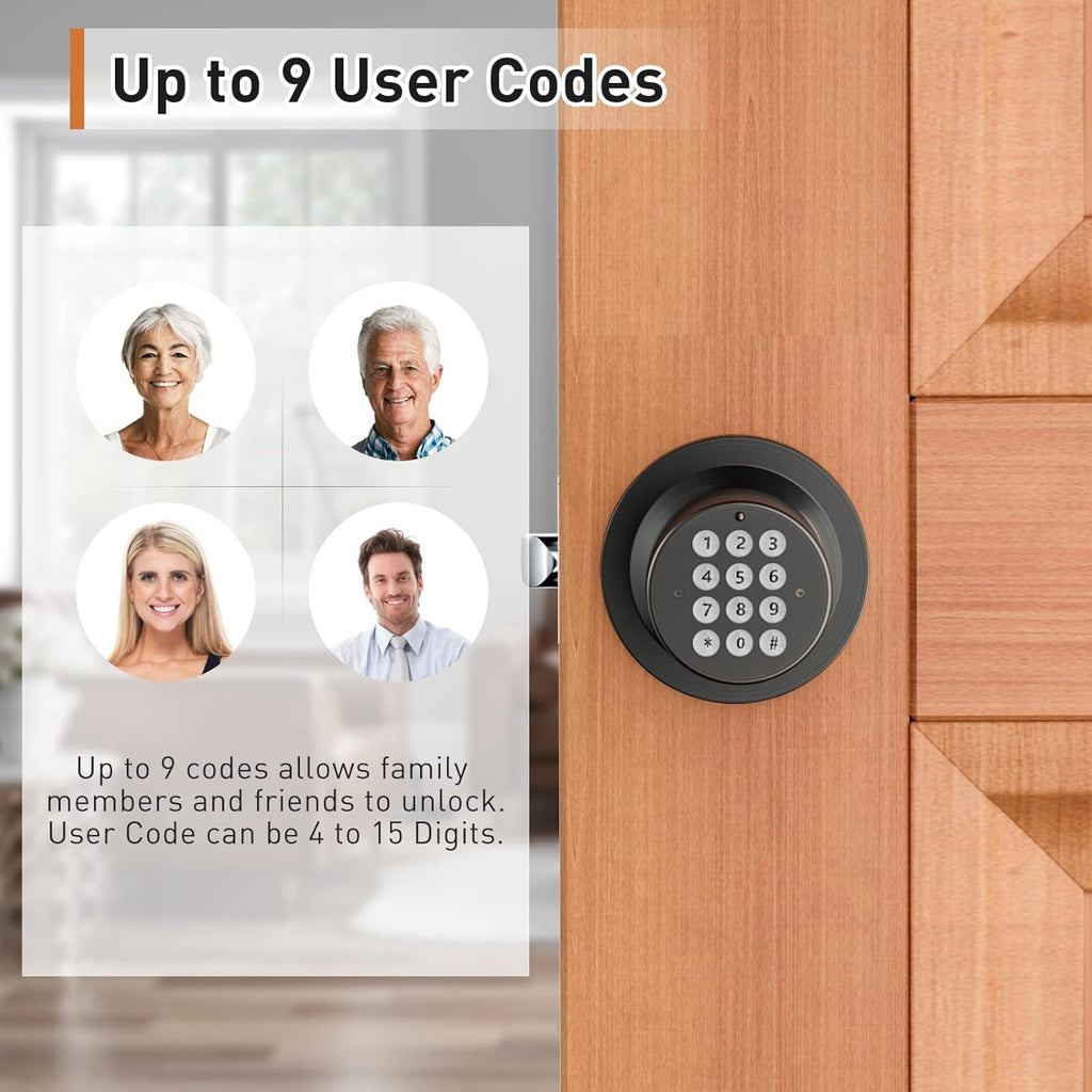 Keyless Entry Door Lock,Door Knob with Keypad,Smart Code Door Lock,Mute Mode,Passage Function, Easy to Install,Oil