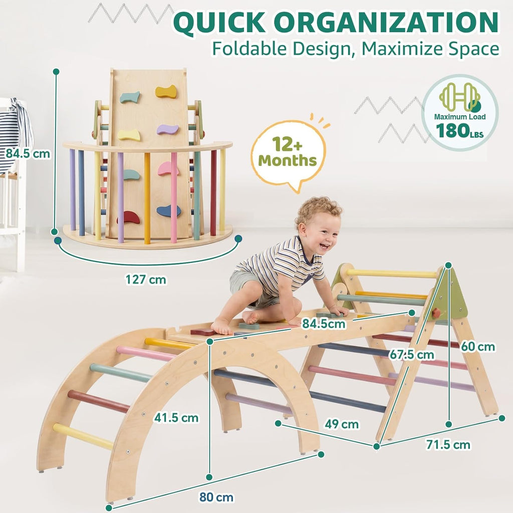 Triangle Set, Montessori 7in1 Foldable Climbing Toy Set for Toddlers