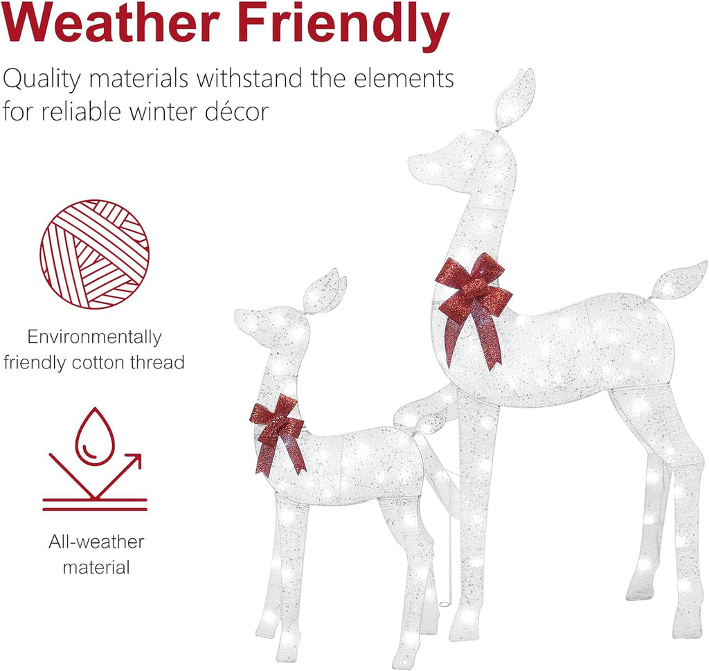 5FT White Christmas Deer Family Set, 160 LEDs