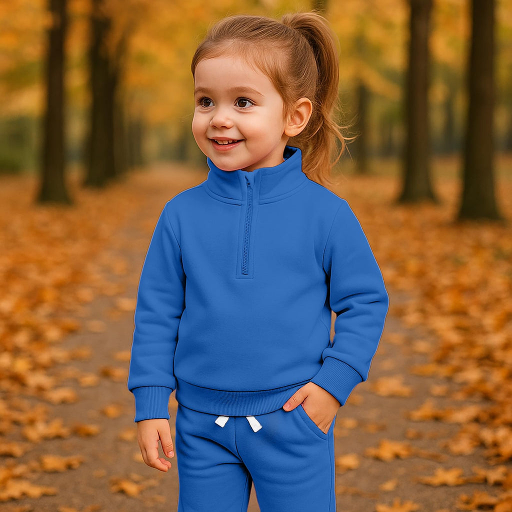 Toddler Matching Outfits Boy and Girl Fall Clothes Baby Long Sleeve Winter Sweatsuit Sets(royal blue,6t)