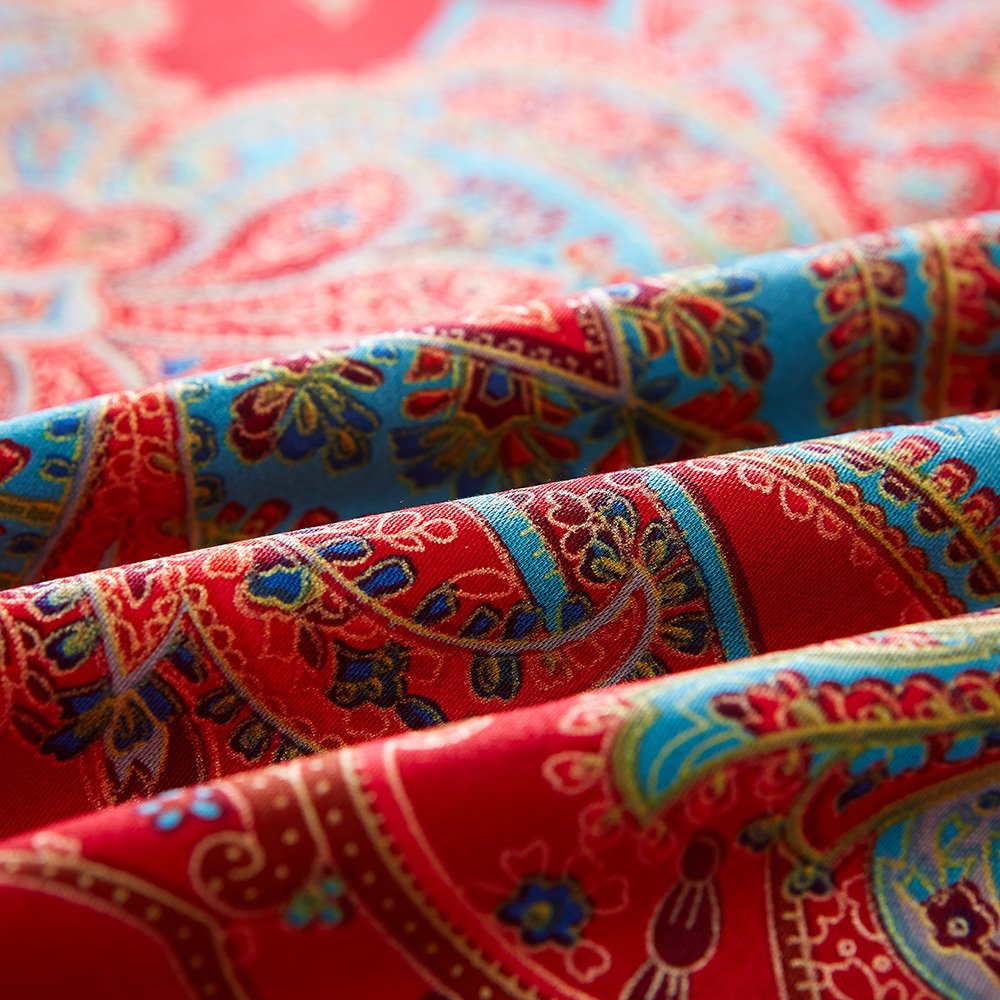 Red Paisley Comforter Sets King Size Bed Shabby Chic Print Comforter All Season 3 Pieces 1 Fluffy Soft Comforter with