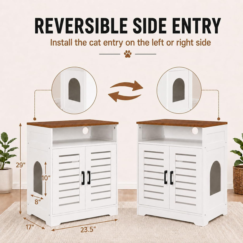 Cat Litter Box Enclosure, Odor Control Hidden Cabinet