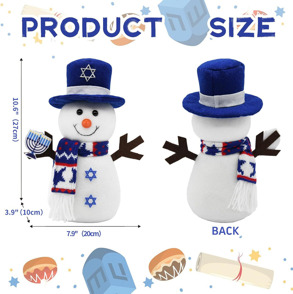 Hanukkah Decorations Indoor, Snowman Figurines with and Star of David, Jewish Gnomes Holiday Decor Chanukah - Set of 2