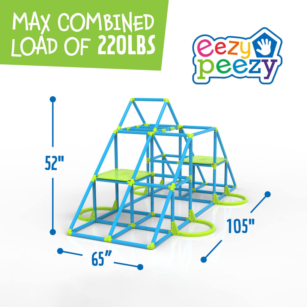 Mega Pyramid Monkey Bars Climbing Tower Active Outdoor Fun for Kids Ages 3 to 8 Years Old, Blue/Green