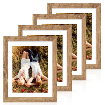 10x12 Picture Frame with Mat 8x10 - High Definition Real Glass Wooden Photo Frames for Tabletop Display and Wall