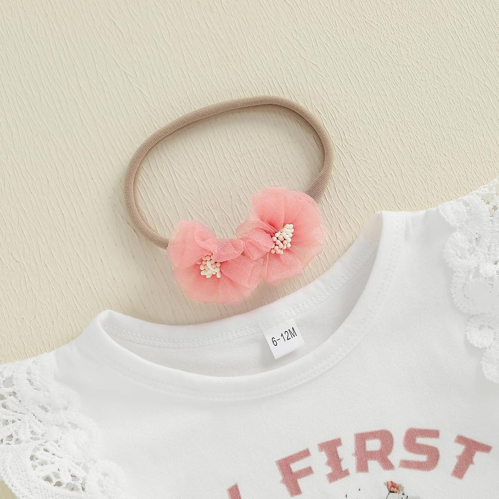 Baby Girl 1st Birthday Outfit My First Rodeo Shirt Romper and Tulle Tutu Skirt Set Headband 3Pcs Cake Smash Clothes