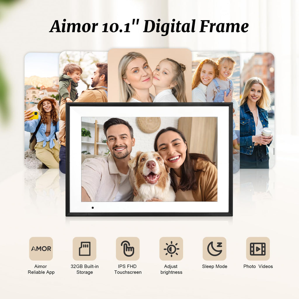 Digital Picture Frame 10.1 Inch Digital Photo Frame 32GB Storage, WiFi Picture Frame with1280x800 IPS Touch Screen