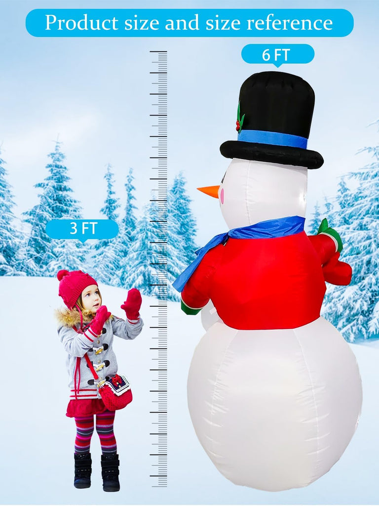 6FT Tall Christmas Inflatables Snowman Outdoor Decorations