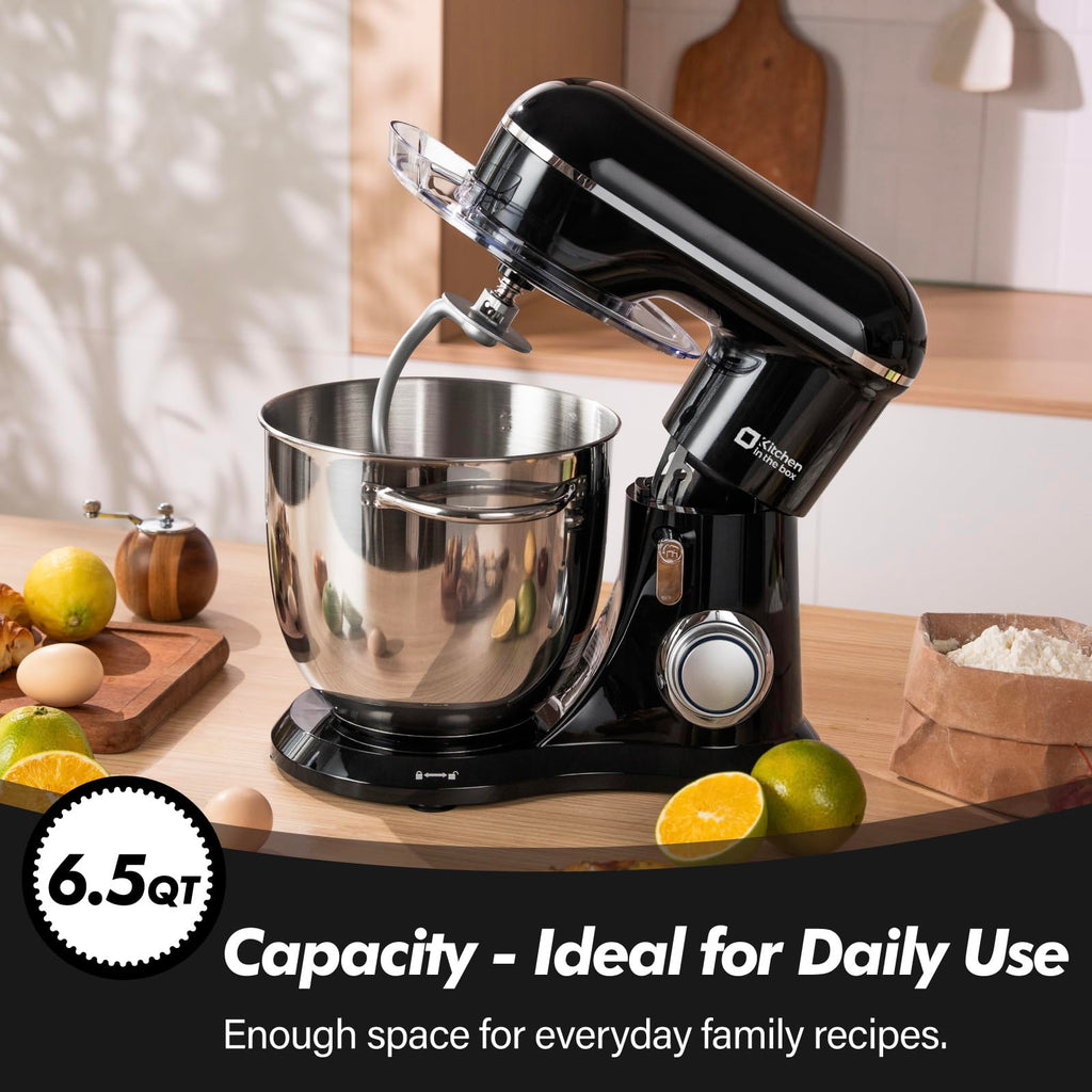 6.5 QT Stand Mixer, 10-Speed Electric Mixer (Black)