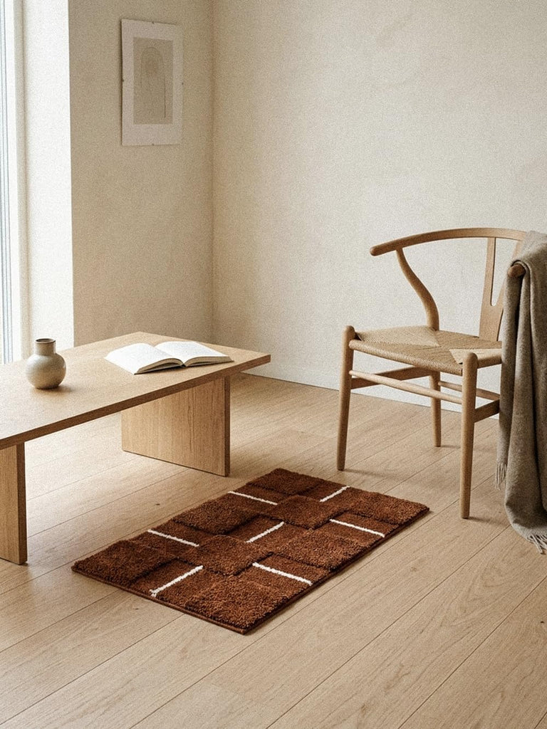 2.5'-High-Low Pile Geometric Accent Rug, Bath Mat Washable, Non-Slip