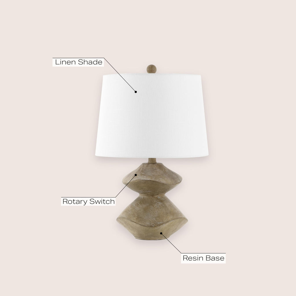 Laken 21.5" 2-Stack Cairn LED Table Lamp, Brown Wood Finish