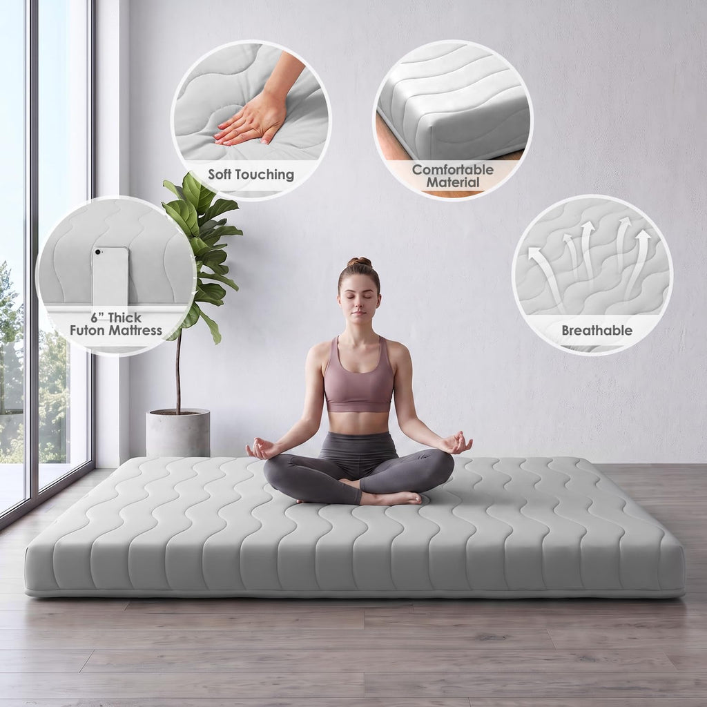 6" Extra Thick Japanese Floor Mattress Futon Mattress Twin