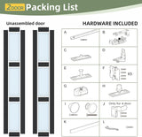Bifold Closet Doors,Folding Door for 30" x 80" Opening,3-Lite Tempered Frosted Glass,Black Interior 