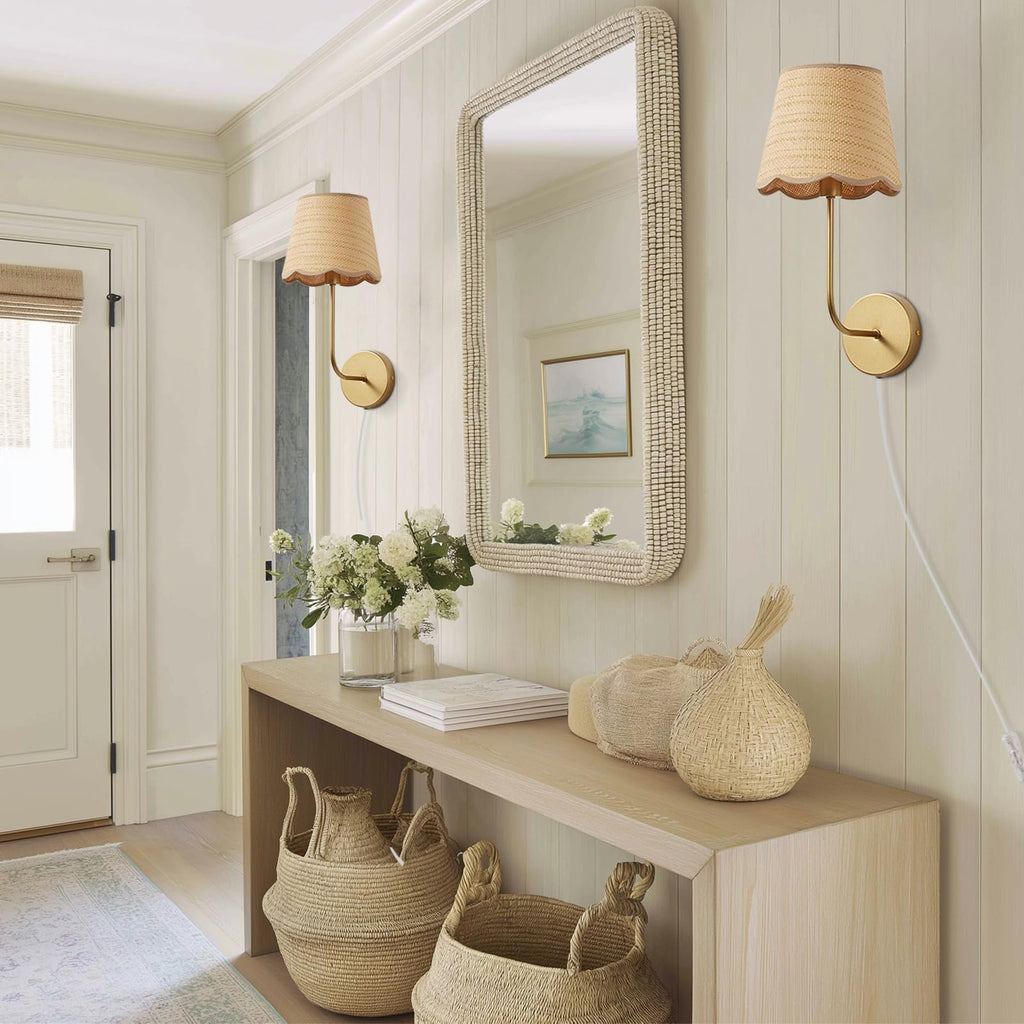 Boho Rattan Plug in Wall Sconces