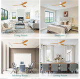 52 Inch Inspired Maverick Style Low Profile Smart Ceiling Hugger Fan with LED Light & Remote - Flush Mount, WiFi Alexa, 6-Speed Reversible - White