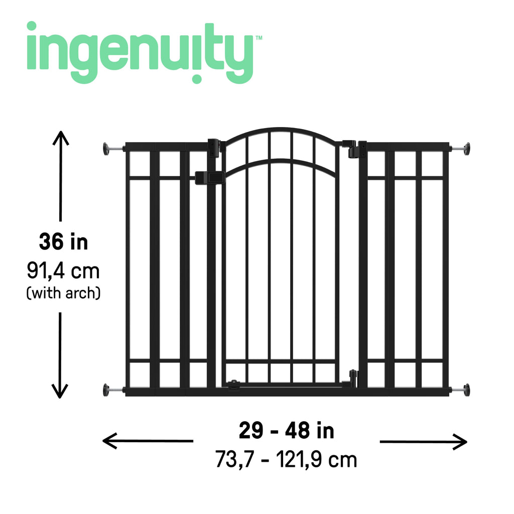 Multi-Use Decorative Extra Tall Walk-Thru Baby Gate, Fits Openings 28.5-48 Inch (Pack of 1), Black Metal, for