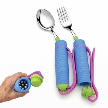 Weighted Adaptive Utensils for Enhanced Stability - Bendable, Non-Slip Utensil Set with Adjustable Wrist Strap &