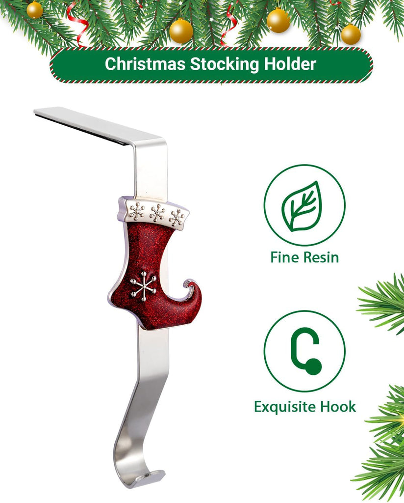 Christmas Stocking Holders for Mantles Set of 4, Colorful Stocking Hangers for Fireplaces, 4 Pack Non-Slip Stocking