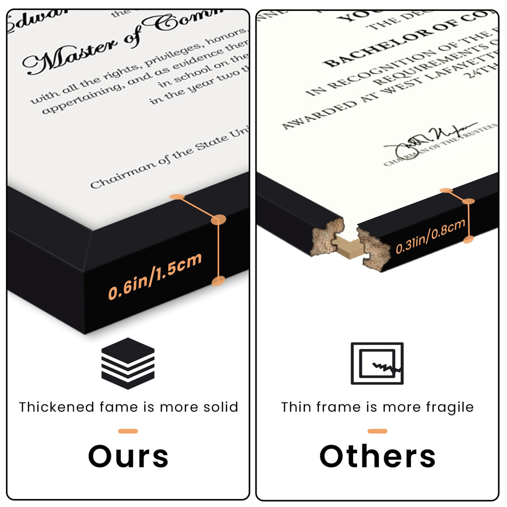 Certificate Frame, 8.5 by 11 Diploma Frames, 3 Pack, Black